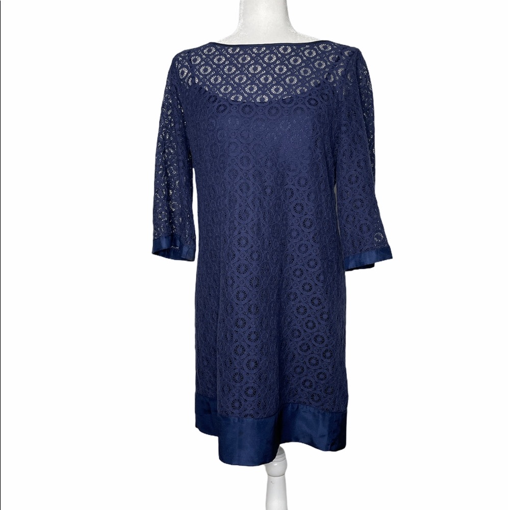 Laundry by Shelli Segal Navy Lace Shift Dress US 8